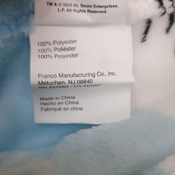 Dr. Seuss The Grinch Oversized Plush Throw Blanket 50x60" Holiday Christmas Blue - Picture 11 of 15